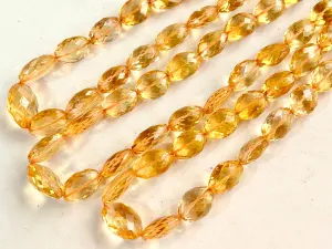 Natural Citrine faceted oval shape beads