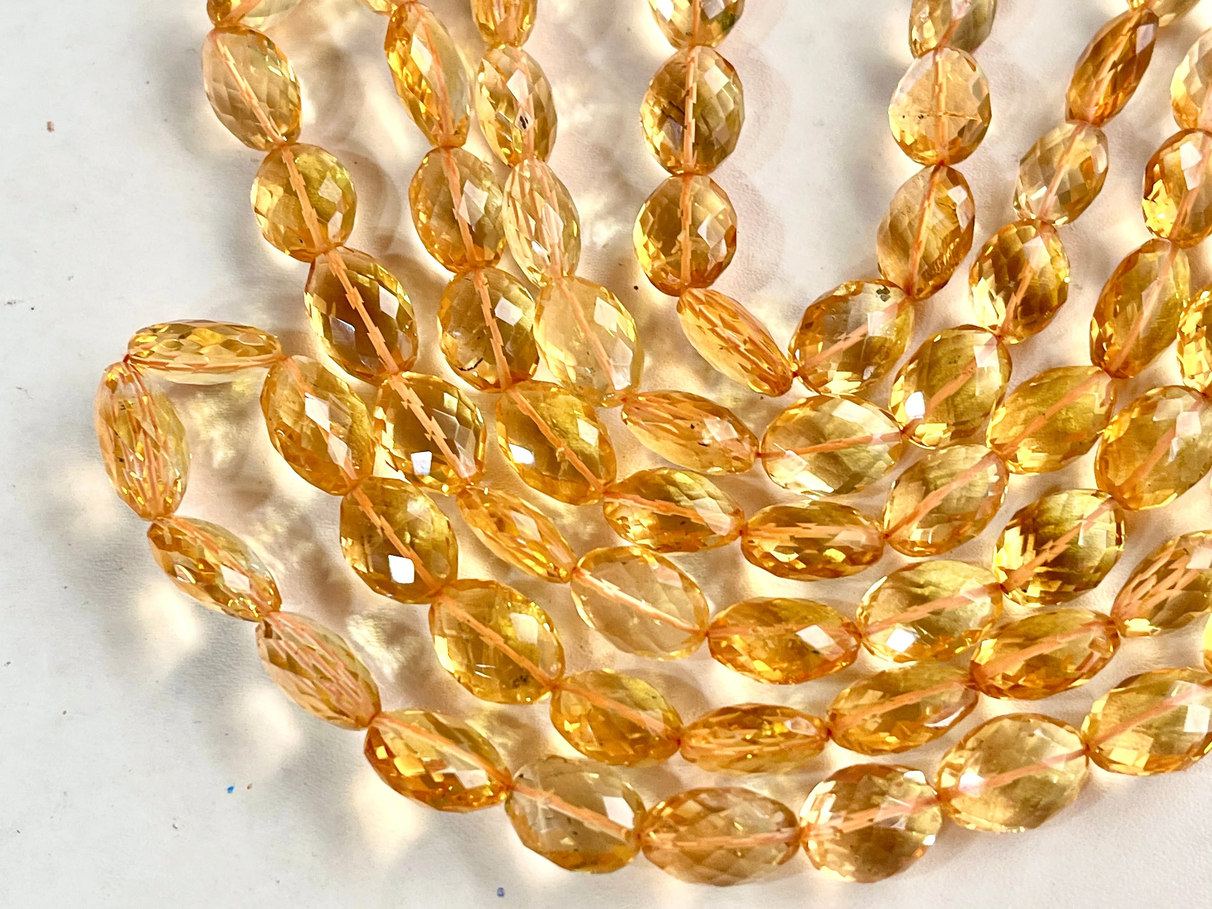 Natural Citrine faceted oval shape beads