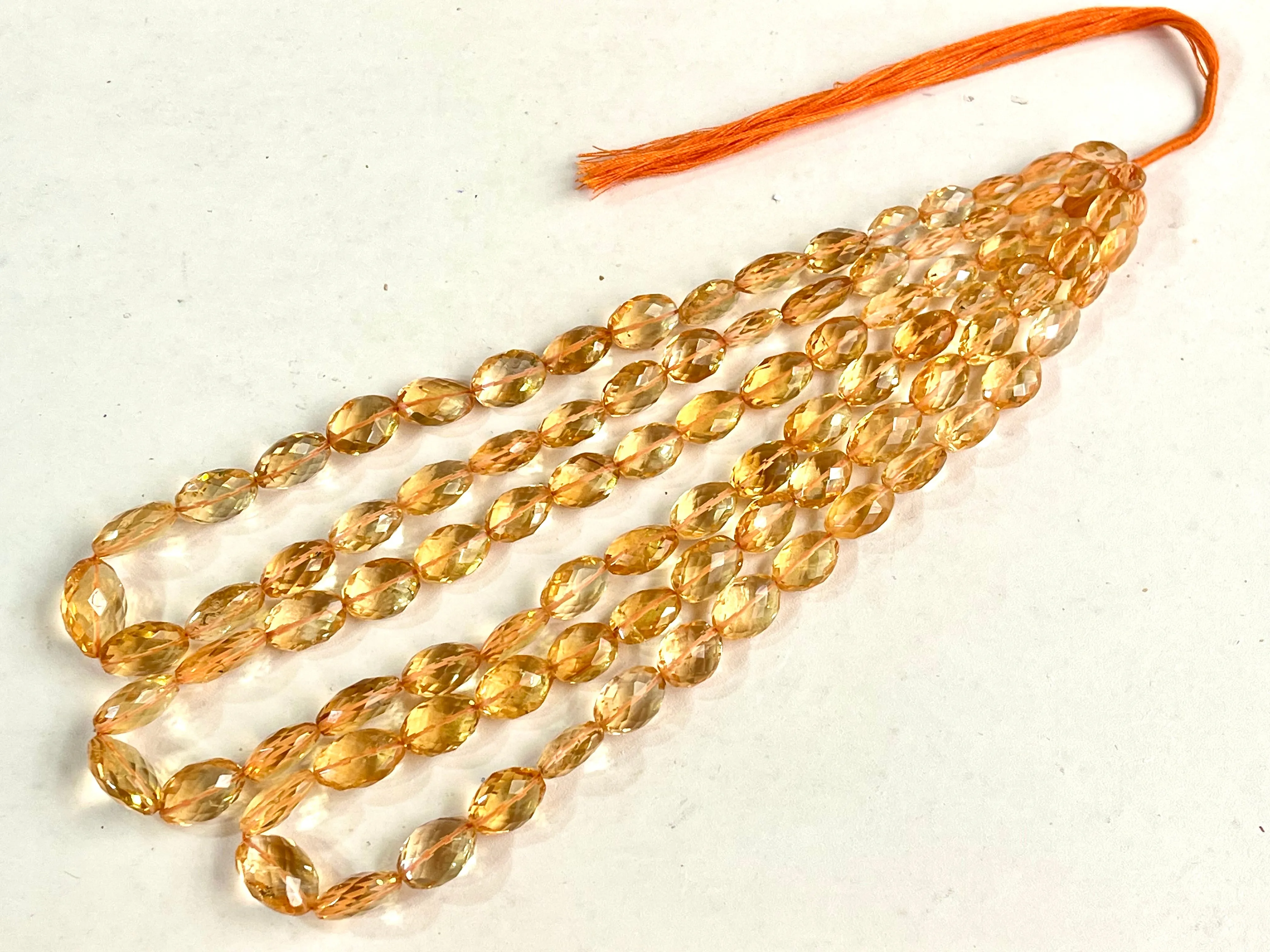 Natural Citrine faceted oval shape beads