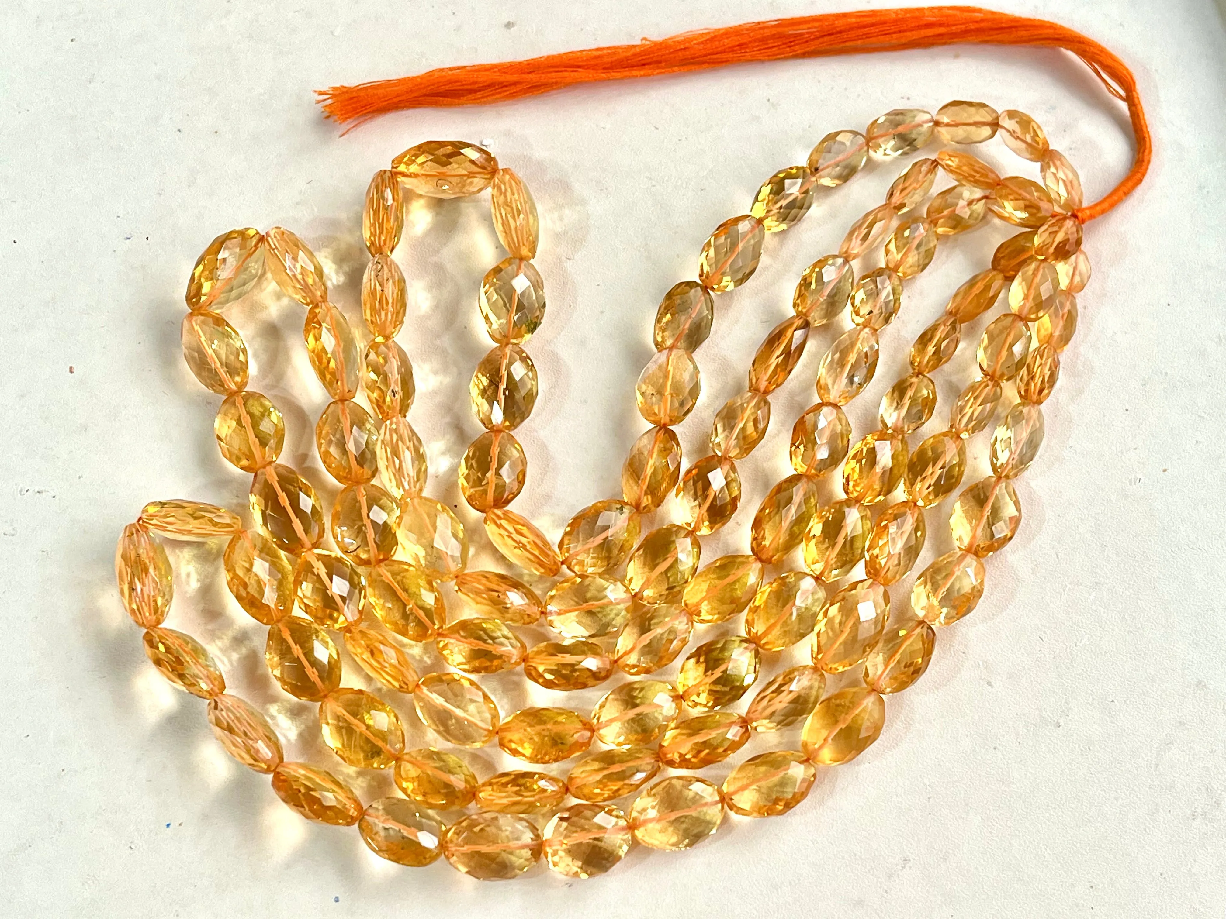 Natural Citrine faceted oval shape beads