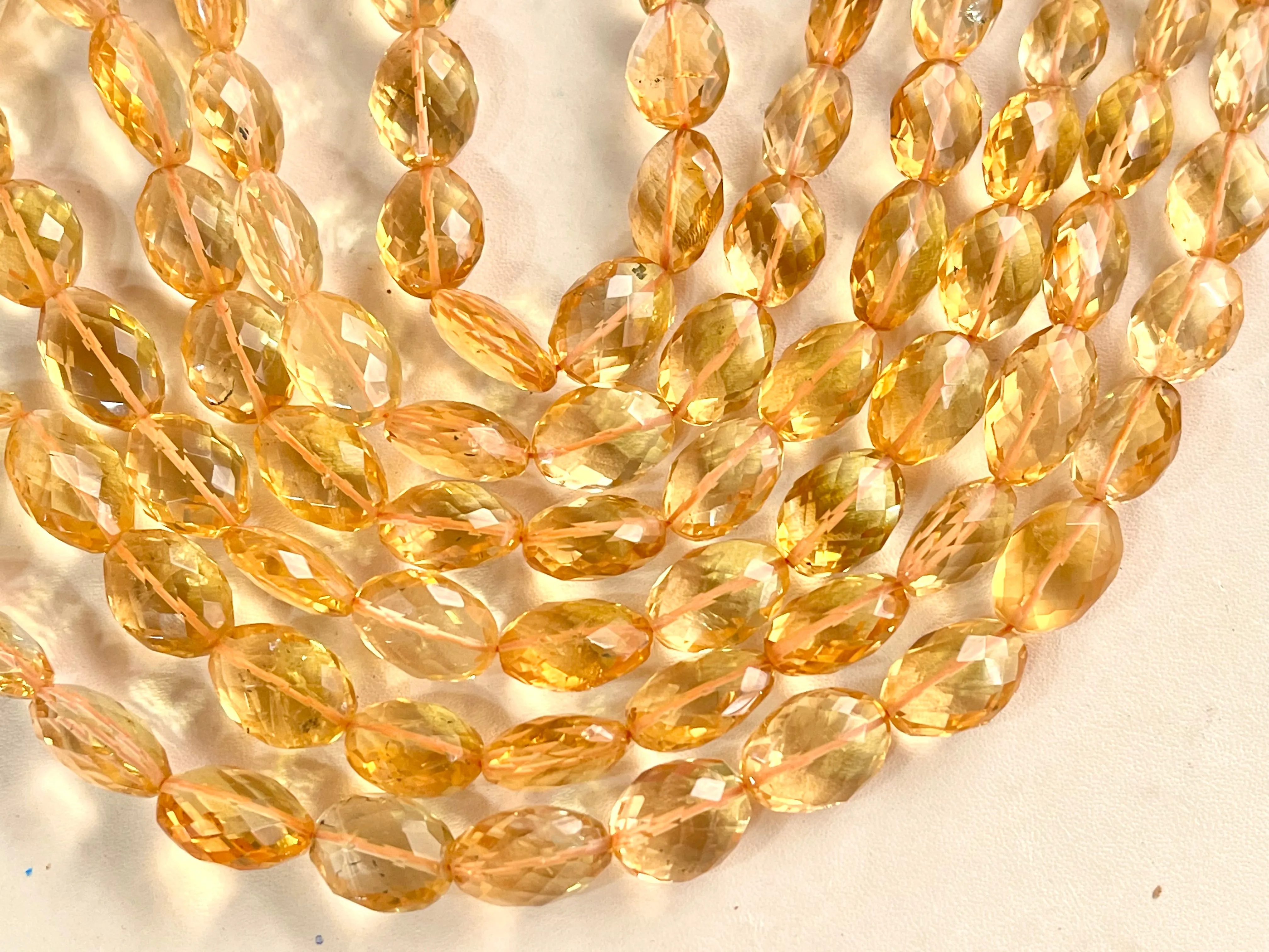 Natural Citrine faceted oval shape beads