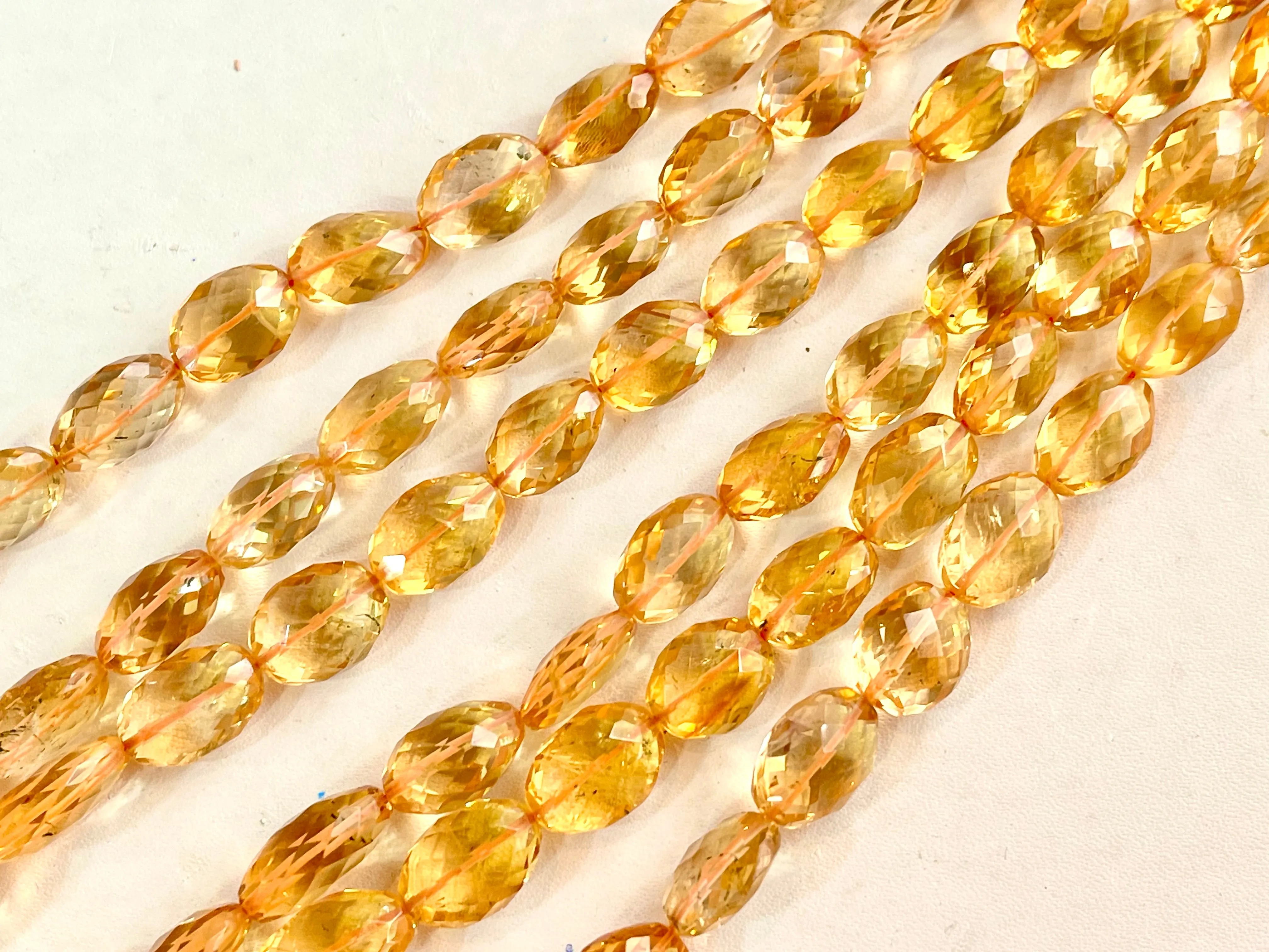 Natural Citrine faceted oval shape beads