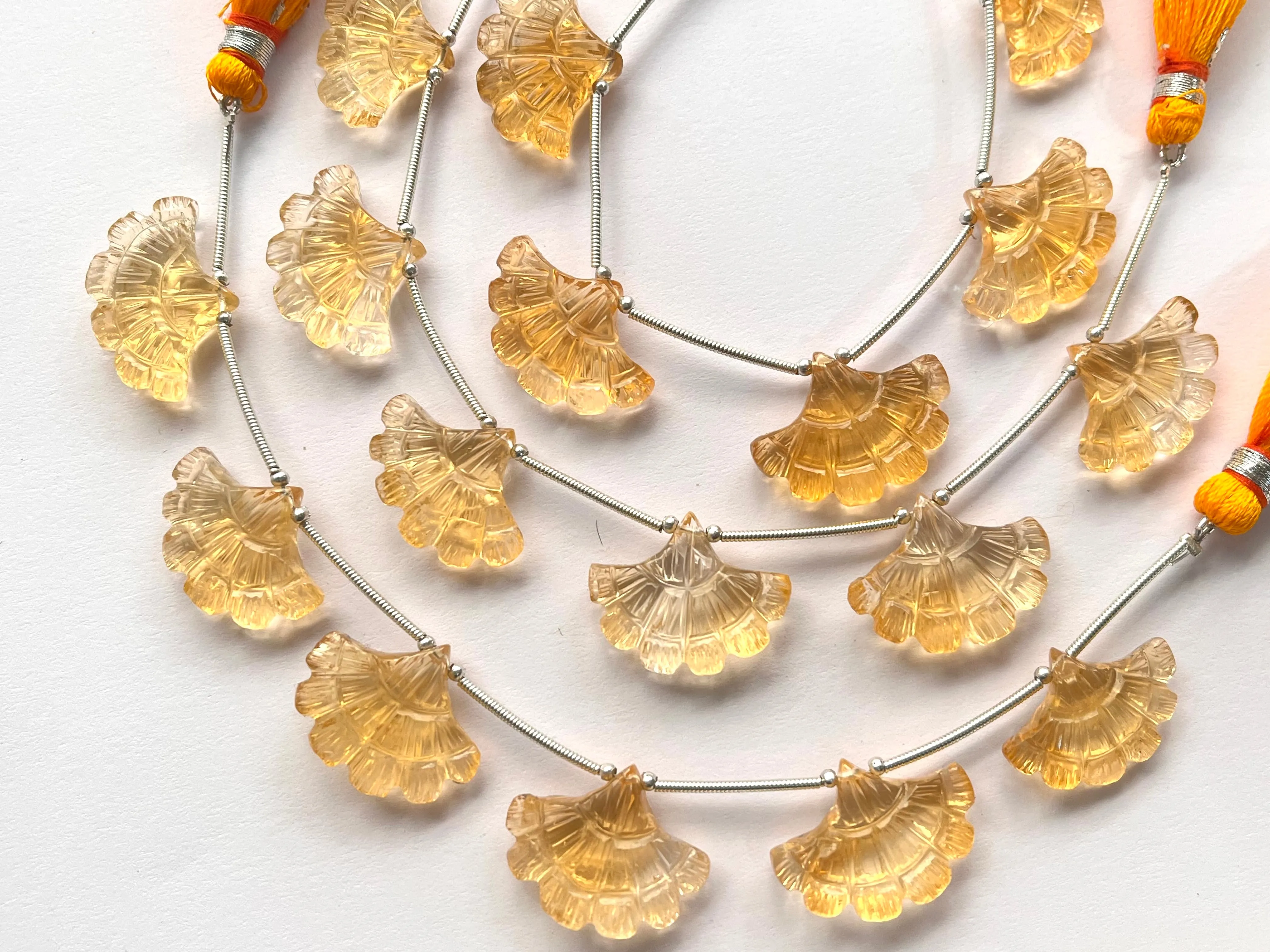 Natural Citrine Fancy carved beads
