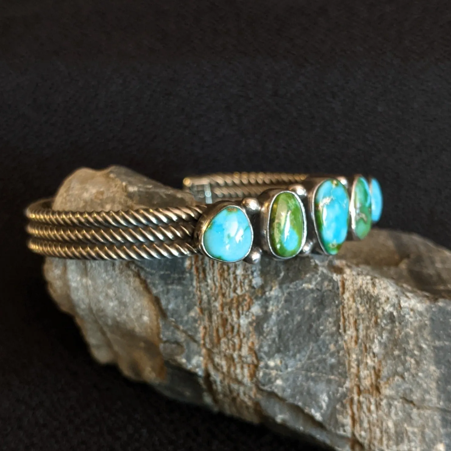 Navajo Made Sonoran Gold Turquoise Bracelet by L.D. GJ-BRC-0049