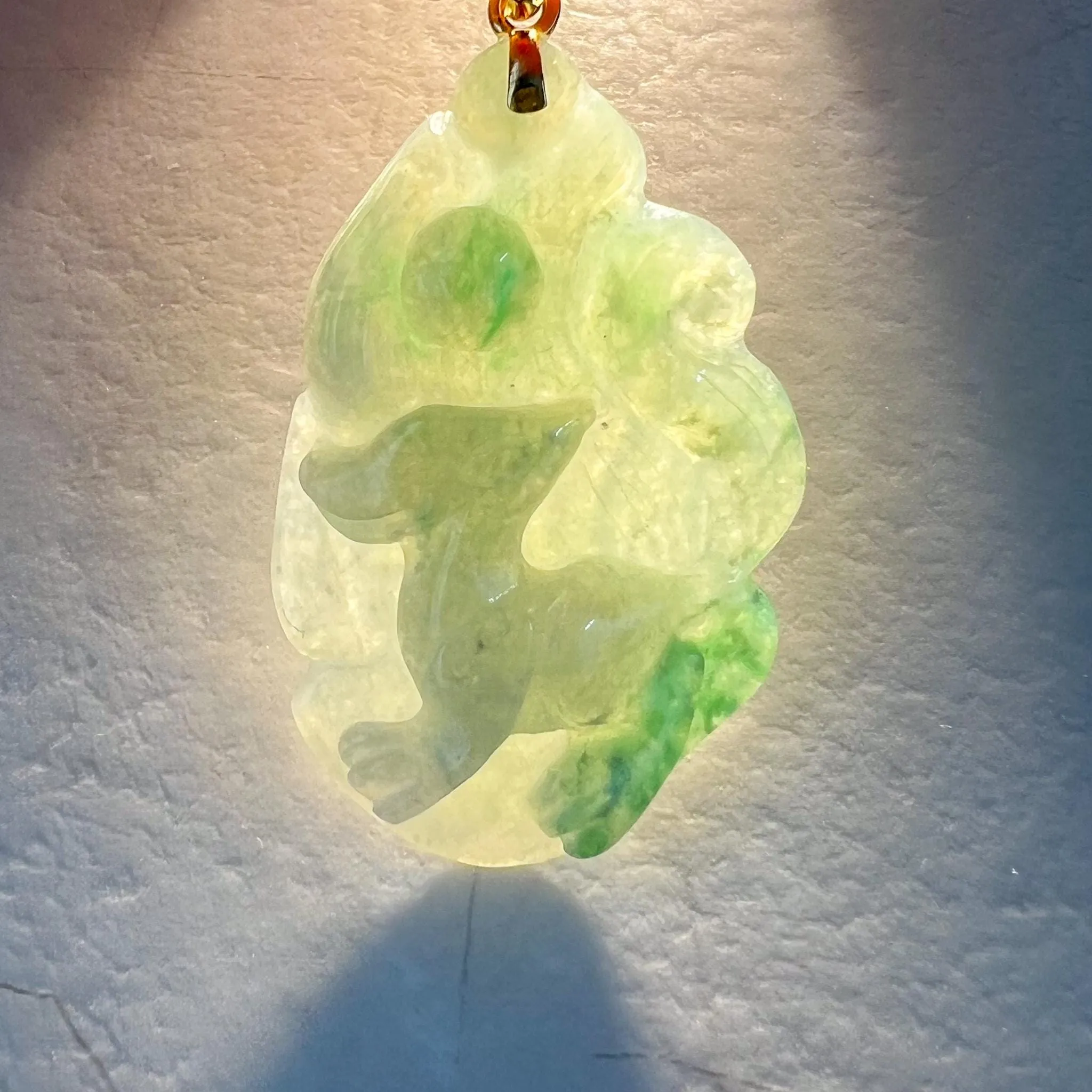 Nine 9 Tail Fox Jade Pendant with 18K Gold, Jadeite Jade Hand Carved Pendant, BH-0224-0003061