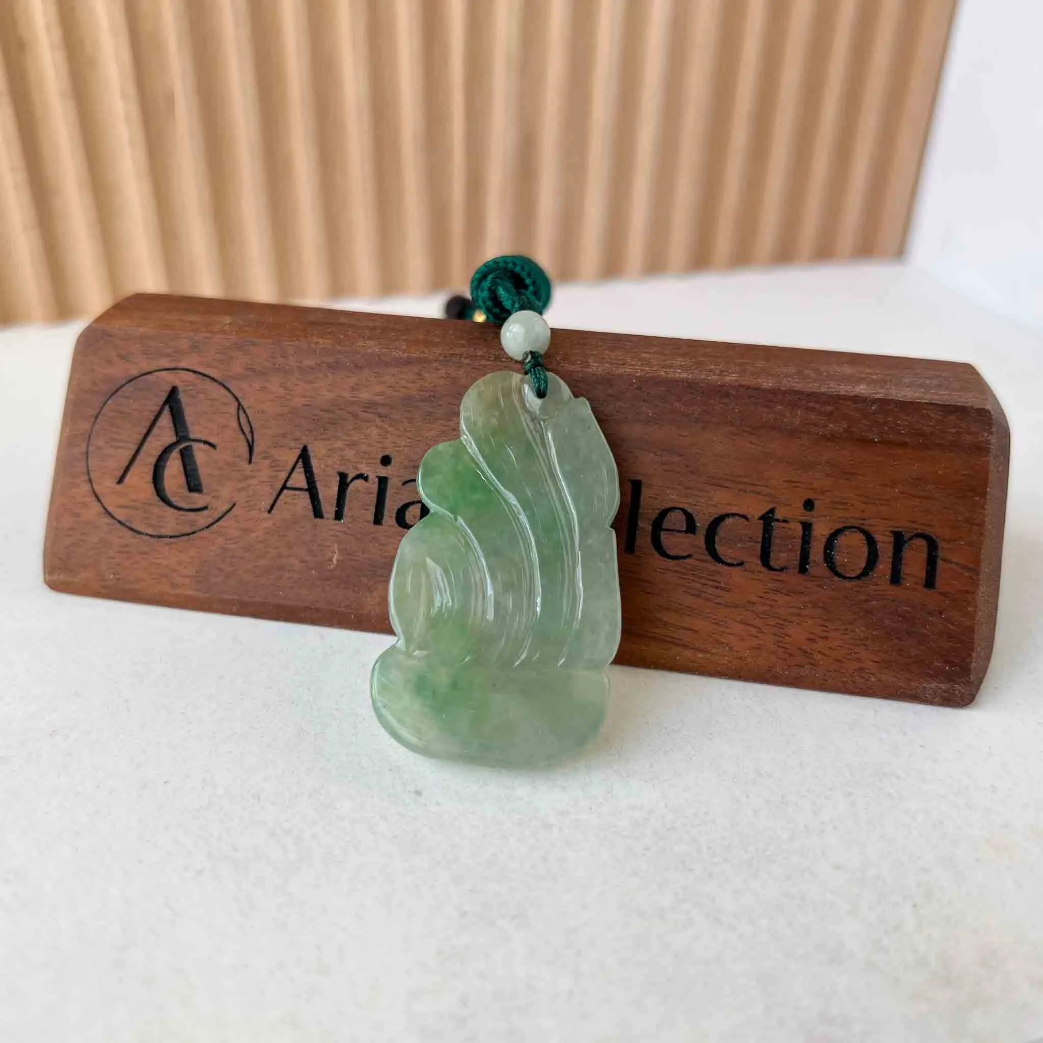 Nine 9 Tail Fox Jadeite Jade Green Hand Carved Pendant, YS-0523-1698983830
