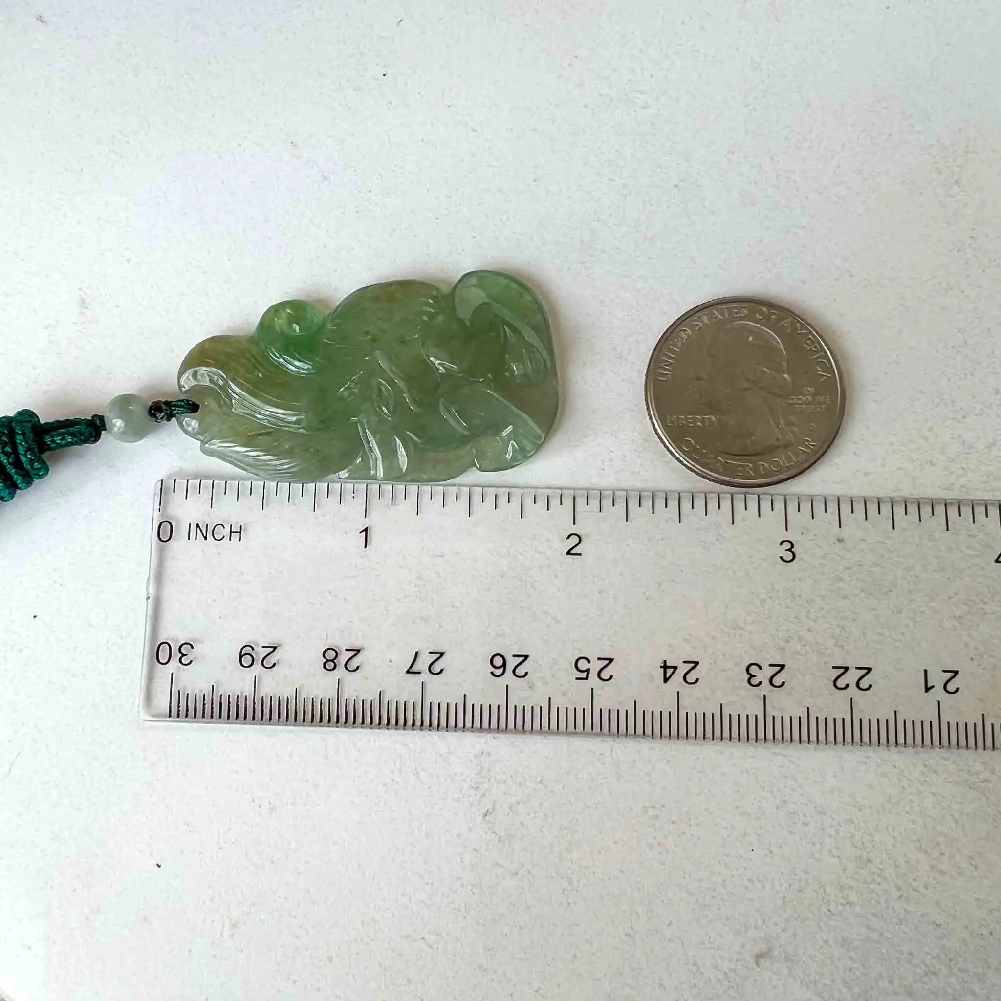 Nine 9 Tail Fox Jadeite Jade Green Hand Carved Pendant, YS-0523-1698983830