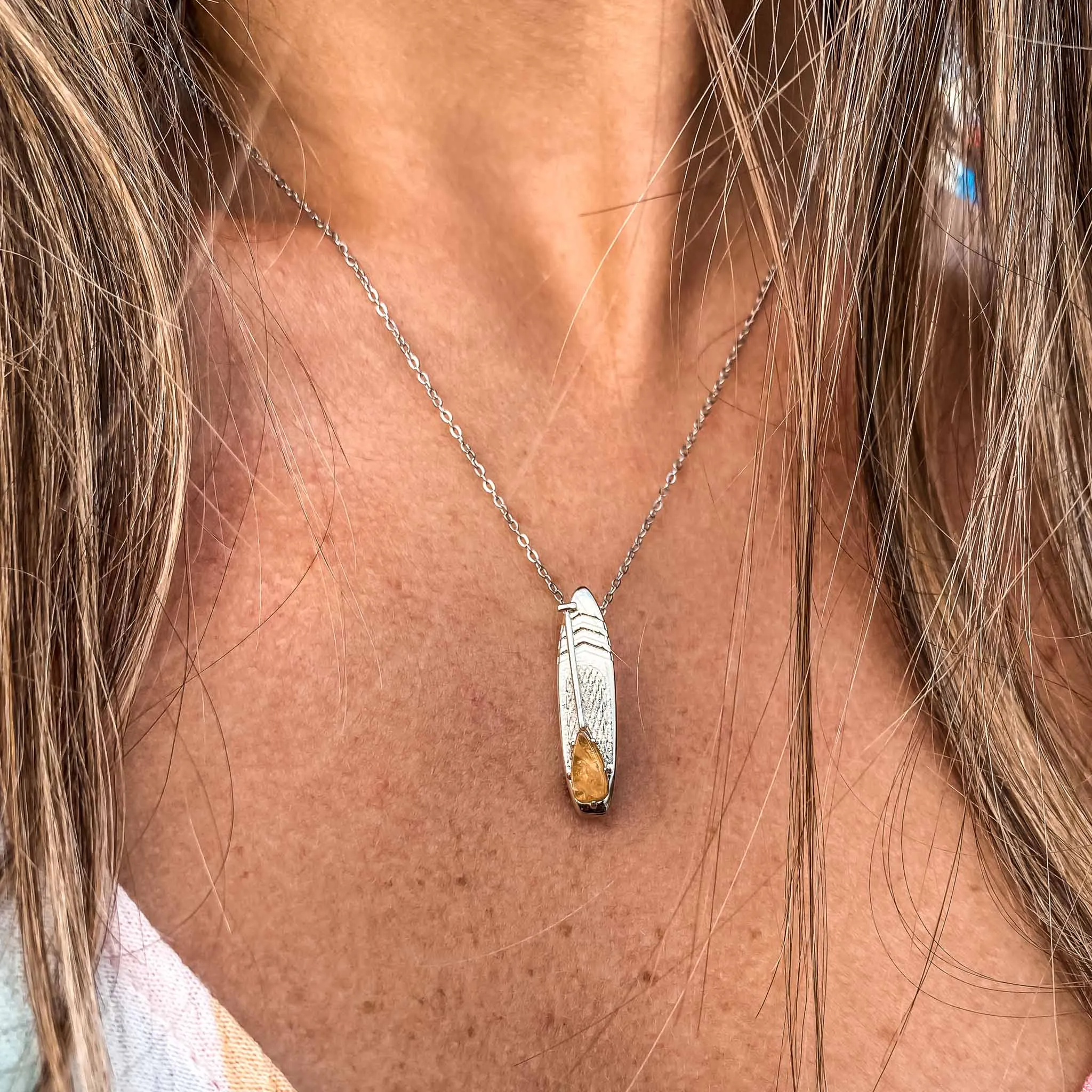 NOVEMBER Birthstone Paddle board Necklace in Citrine