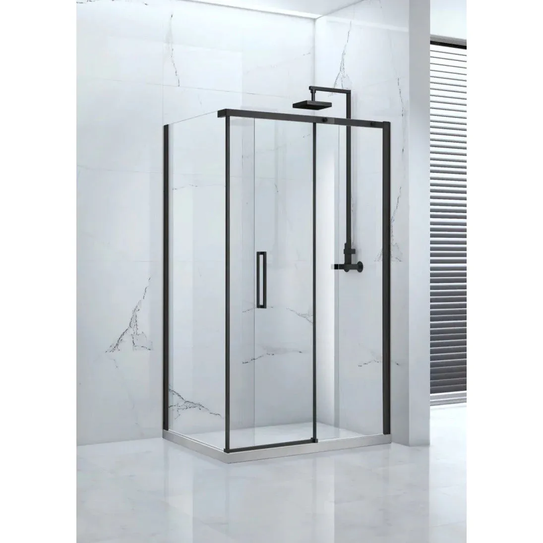 Onyx 1400mm Black Framed Sliding Shower Door