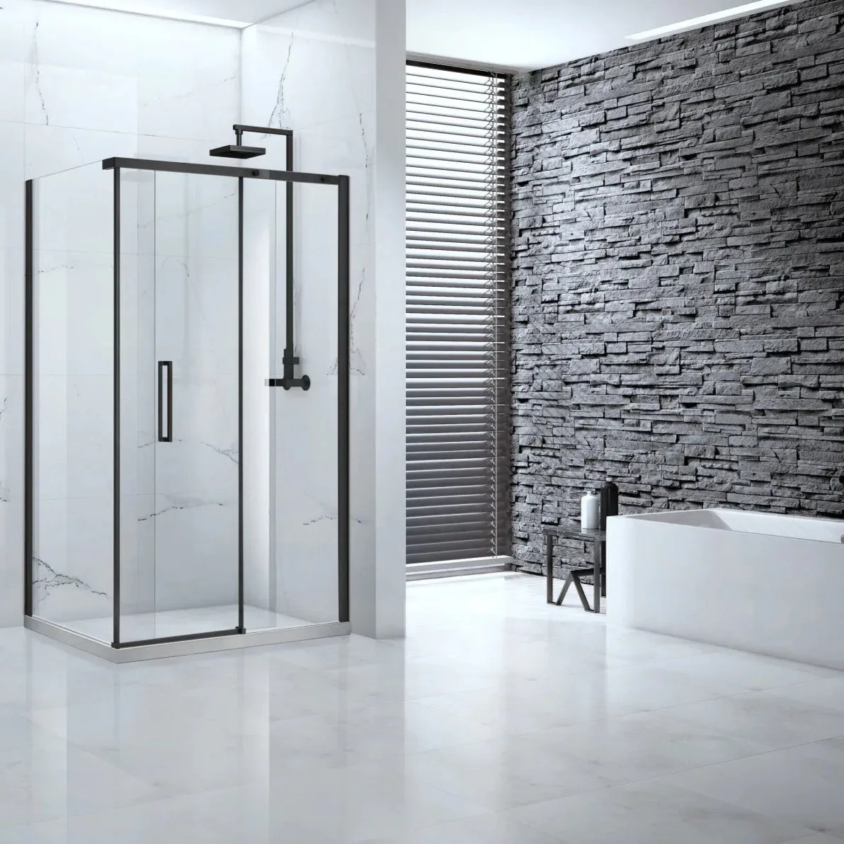 Onyx 1400mm Black Framed Sliding Shower Door