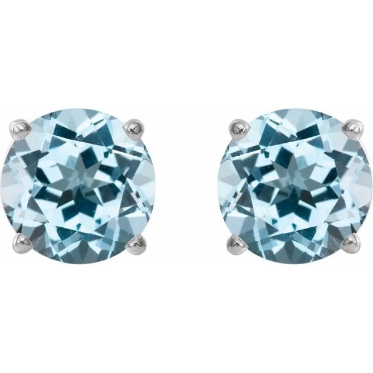 Platinum 7 mm Natural Sky Blue Topaz Stud Earrings