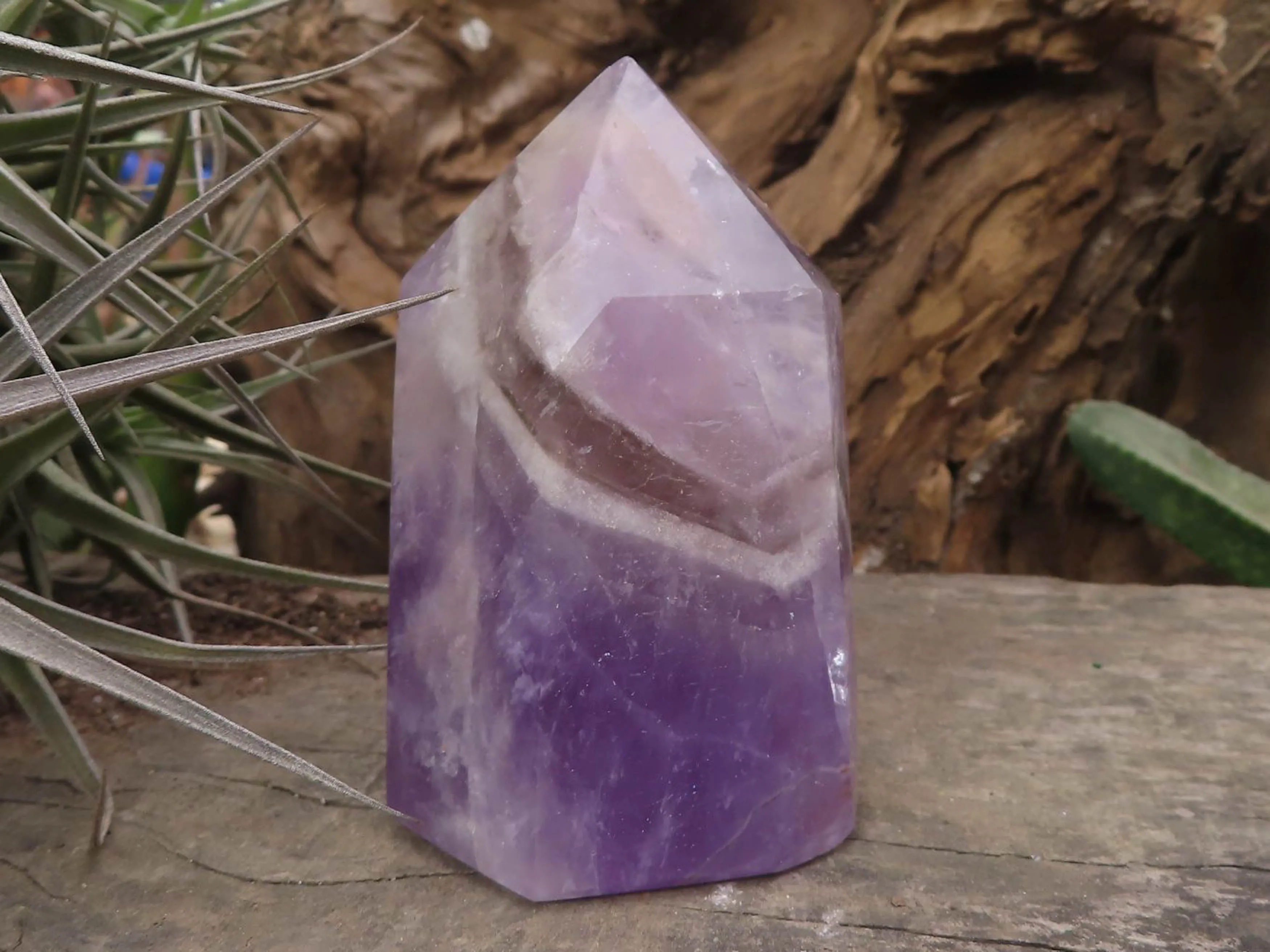 Polished Smokey Patterned Amethyst Points x 6 From Madagascar