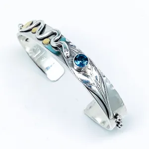 Serpent Bracelet - Blue Topaz, Sterling silver and 18k Gold Bracelet