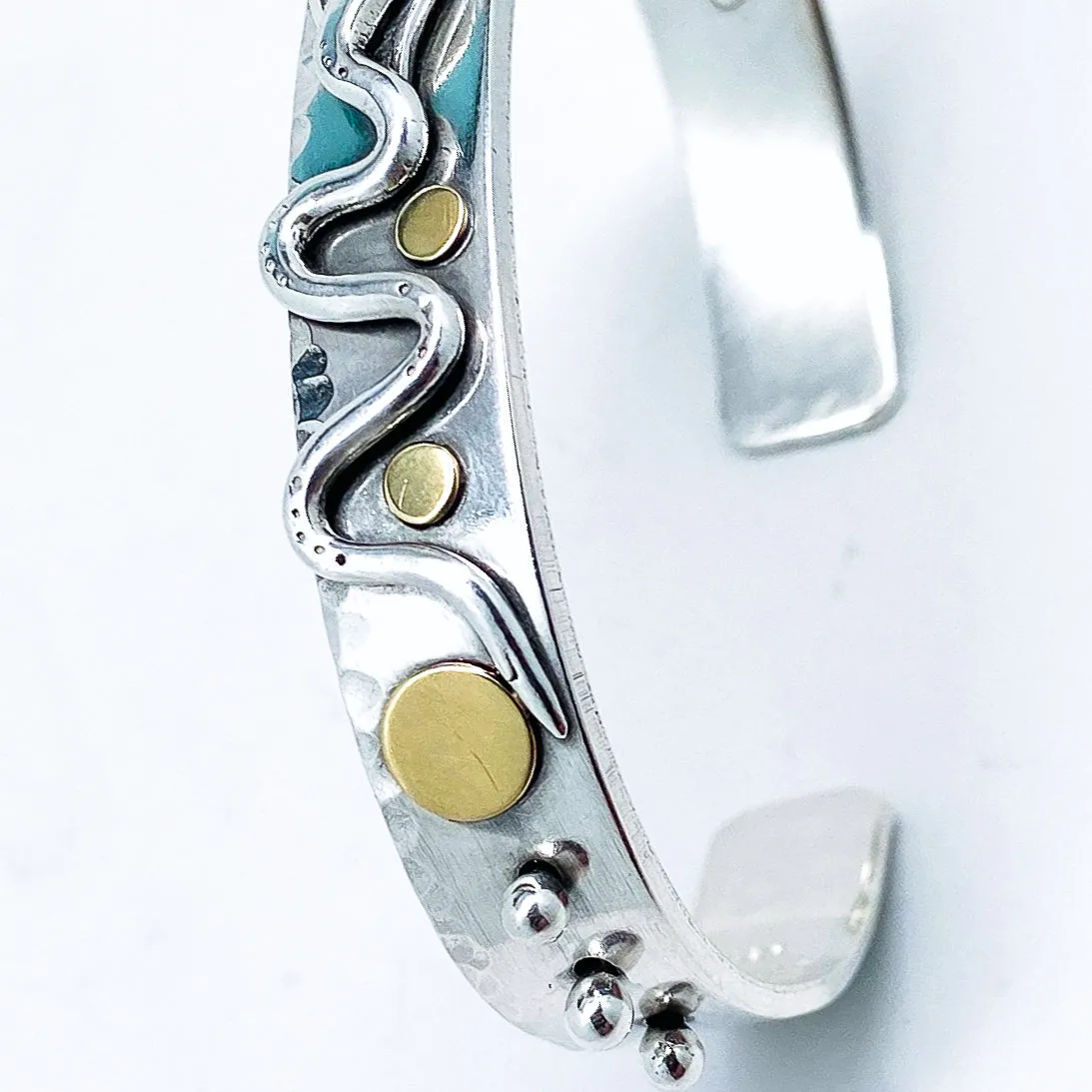 Serpent Bracelet - Blue Topaz, Sterling silver and 18k Gold Bracelet