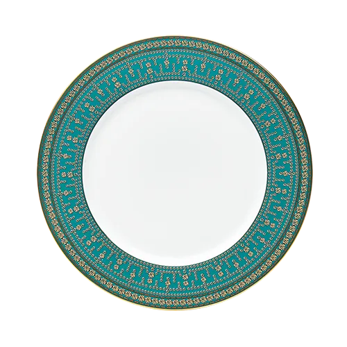 Set of 2 Large Dinner Plates Tiara peacock blue platinum