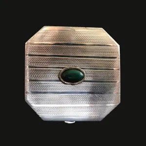 Silver Box With Green Stone
