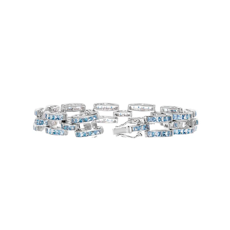 Sterling Silver Blue Topaz & Chowky Bracelet