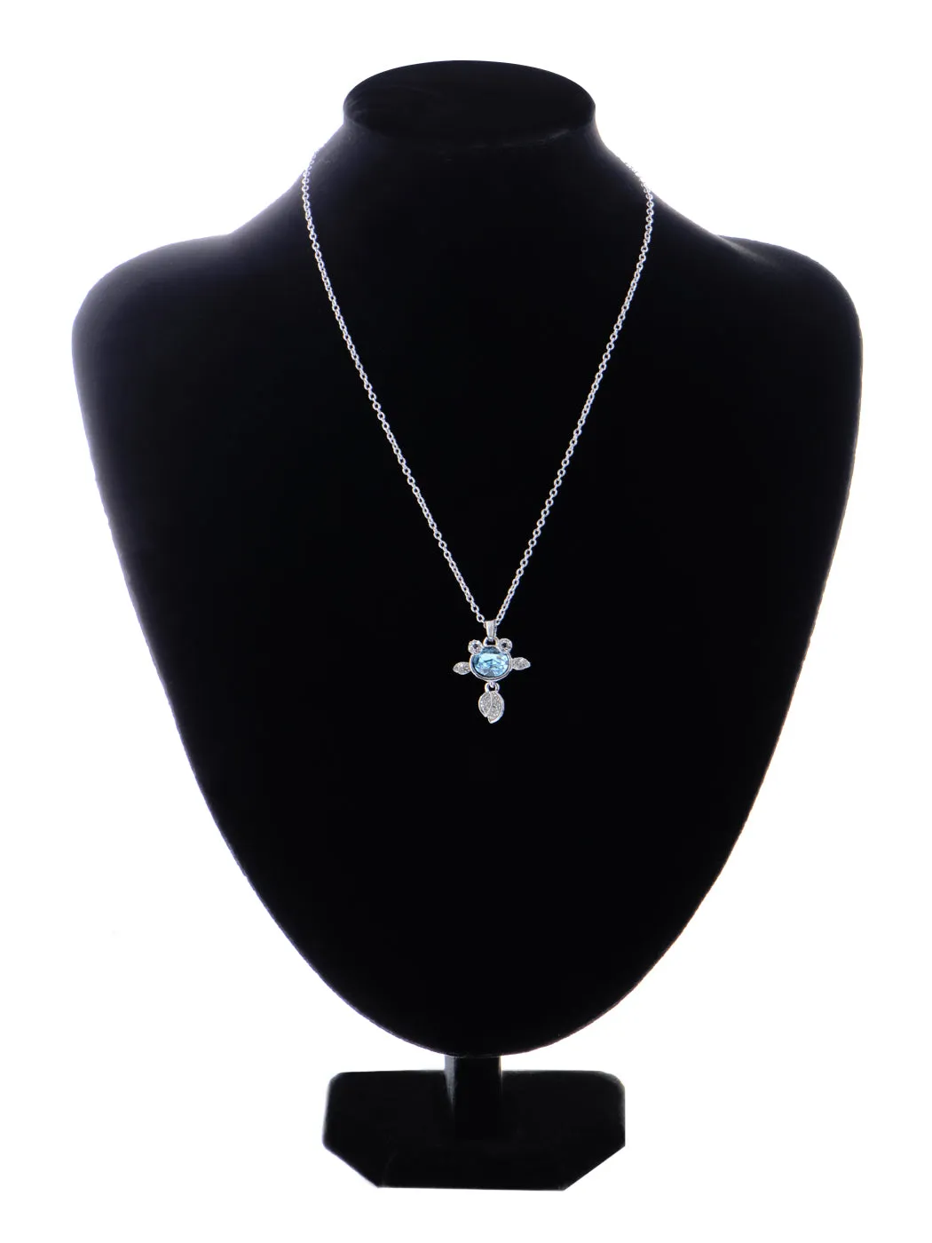 Swarovski Crystal Elements Aquamarine Silver Dolphin Fish Necklace