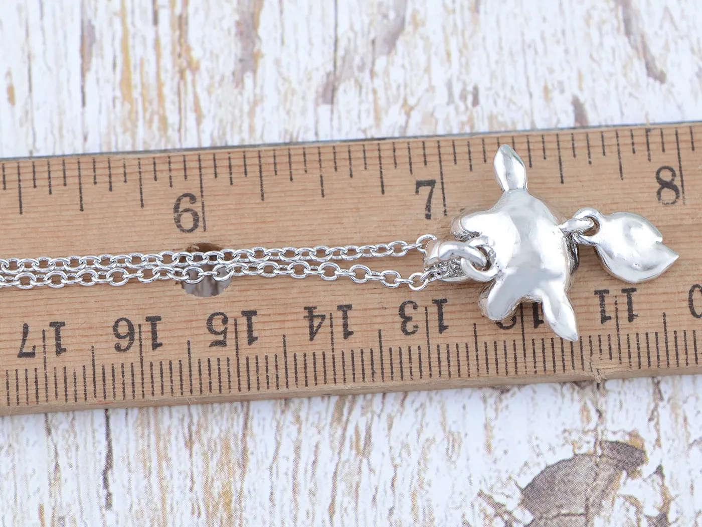 Swarovski Crystal Elements Aquamarine Silver Dolphin Fish Necklace