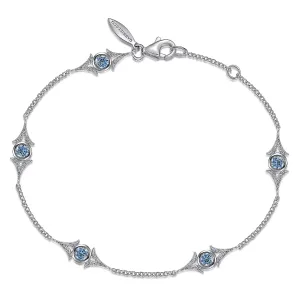 Swiss Blue Topaz Station Bracelet