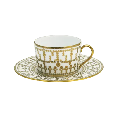 Tiara White & Gold Teacup & Saucer