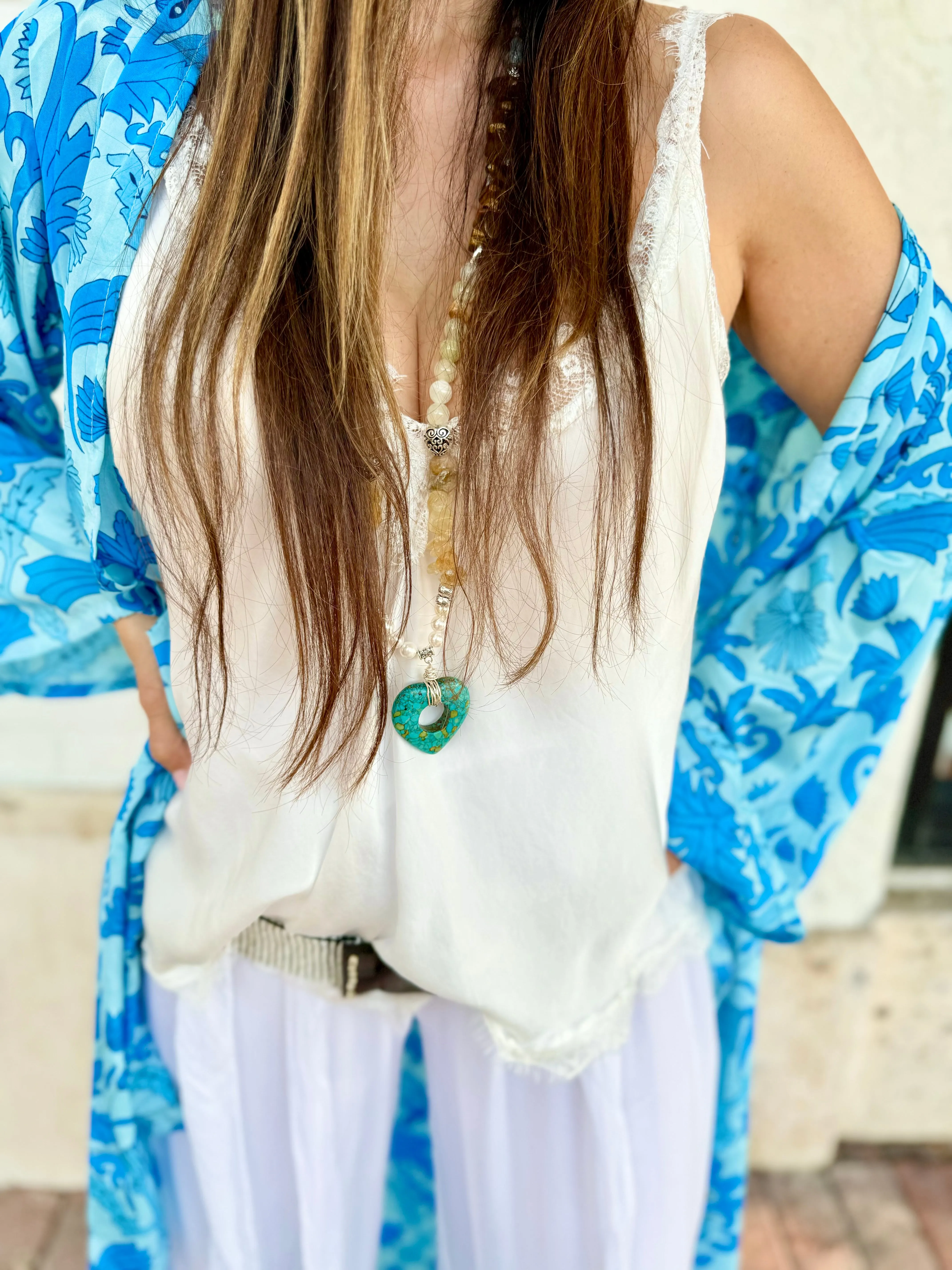 Turquoise Heart Pendant Necklace- Tina Necklace from My Heart to Yours Collection