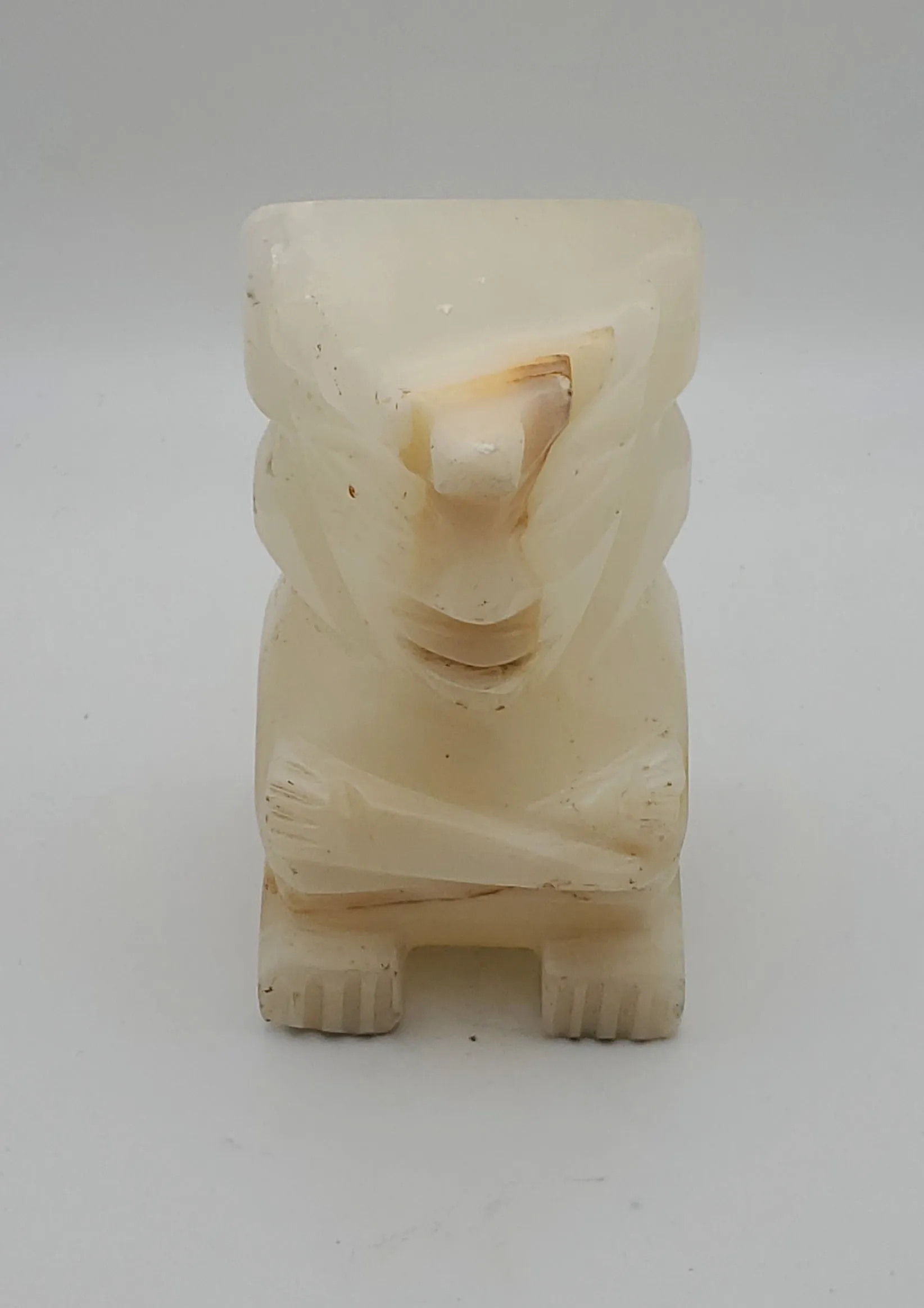 Vintage White Onyx Carved Tiki