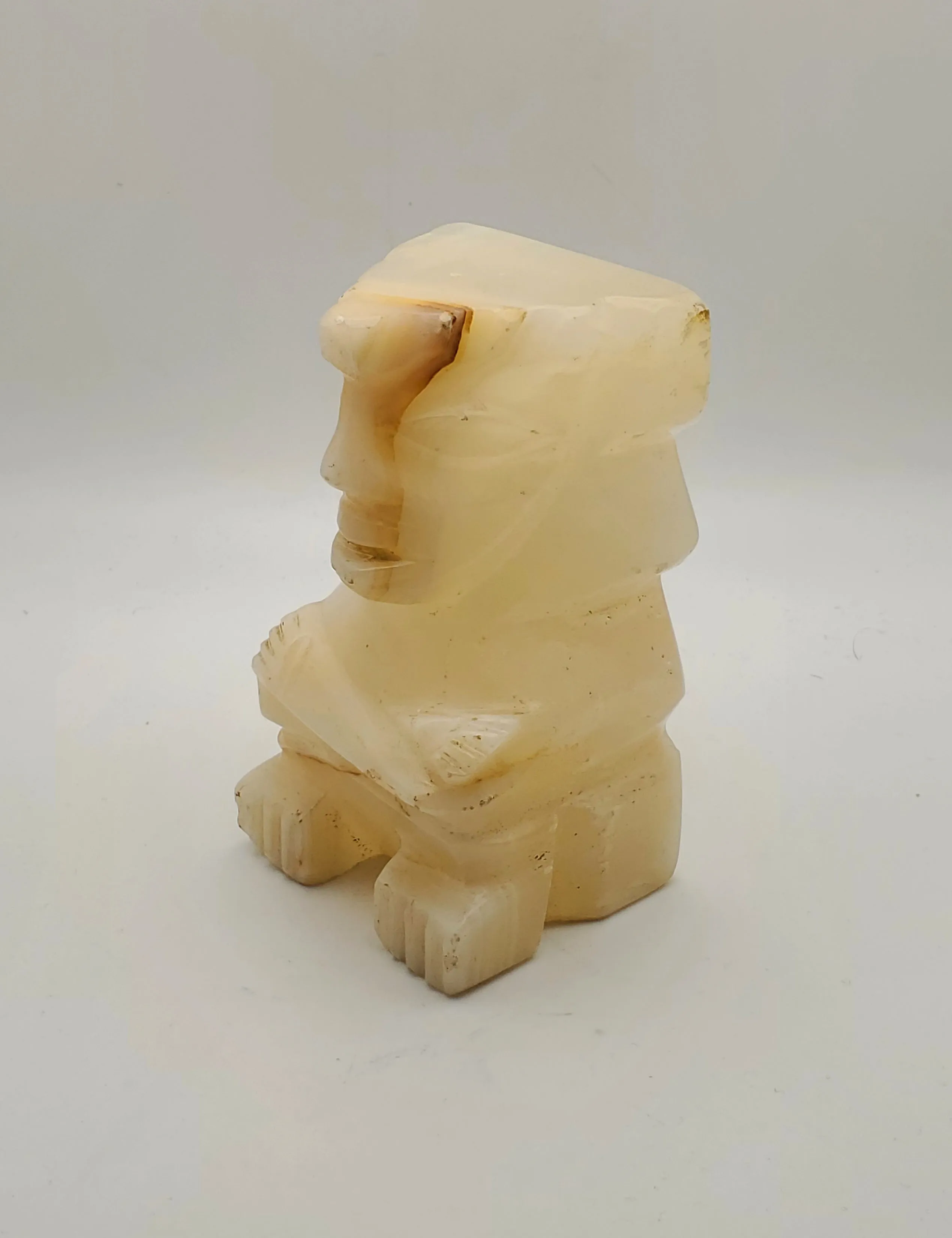 Vintage White Onyx Carved Tiki
