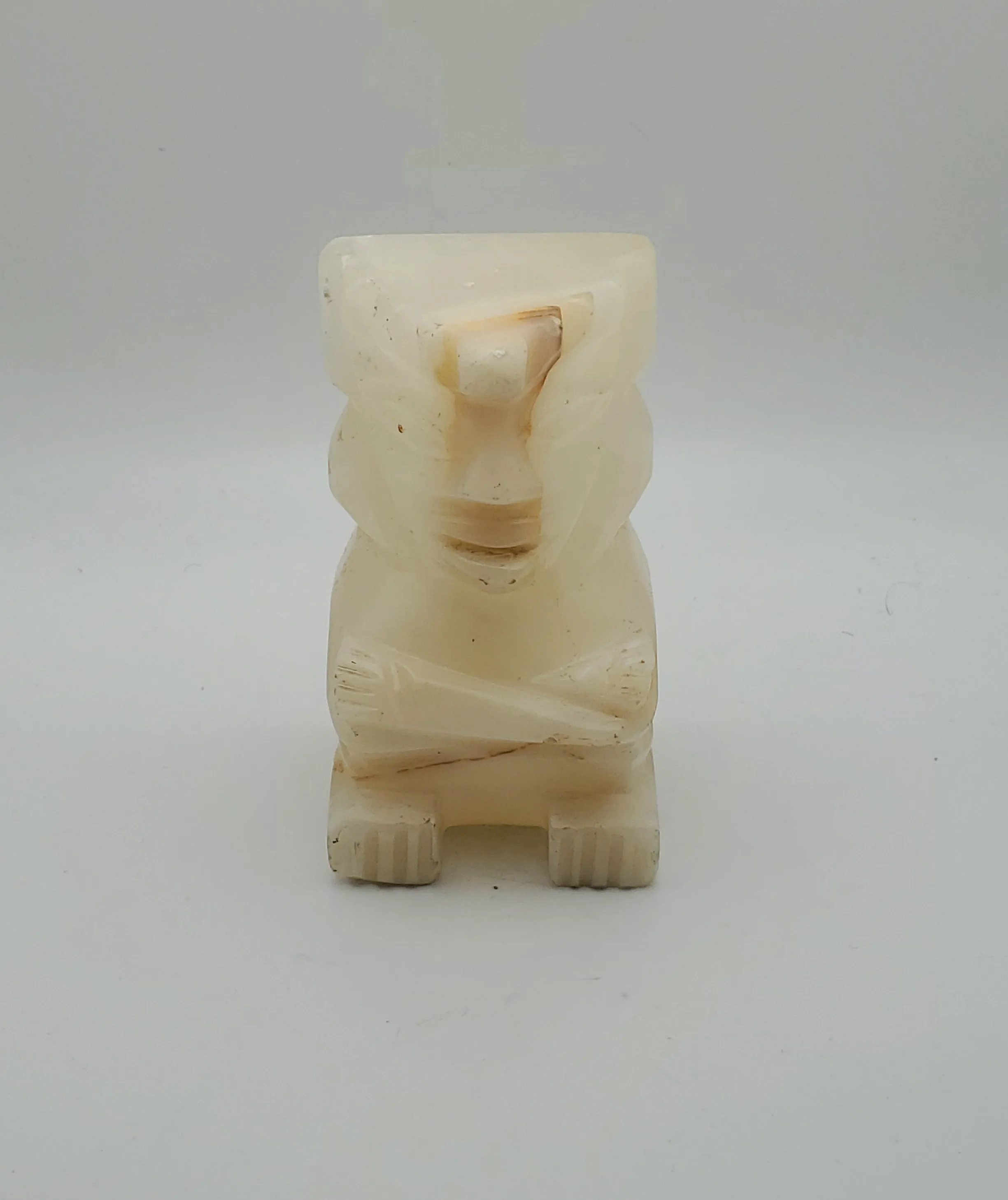 Vintage White Onyx Carved Tiki