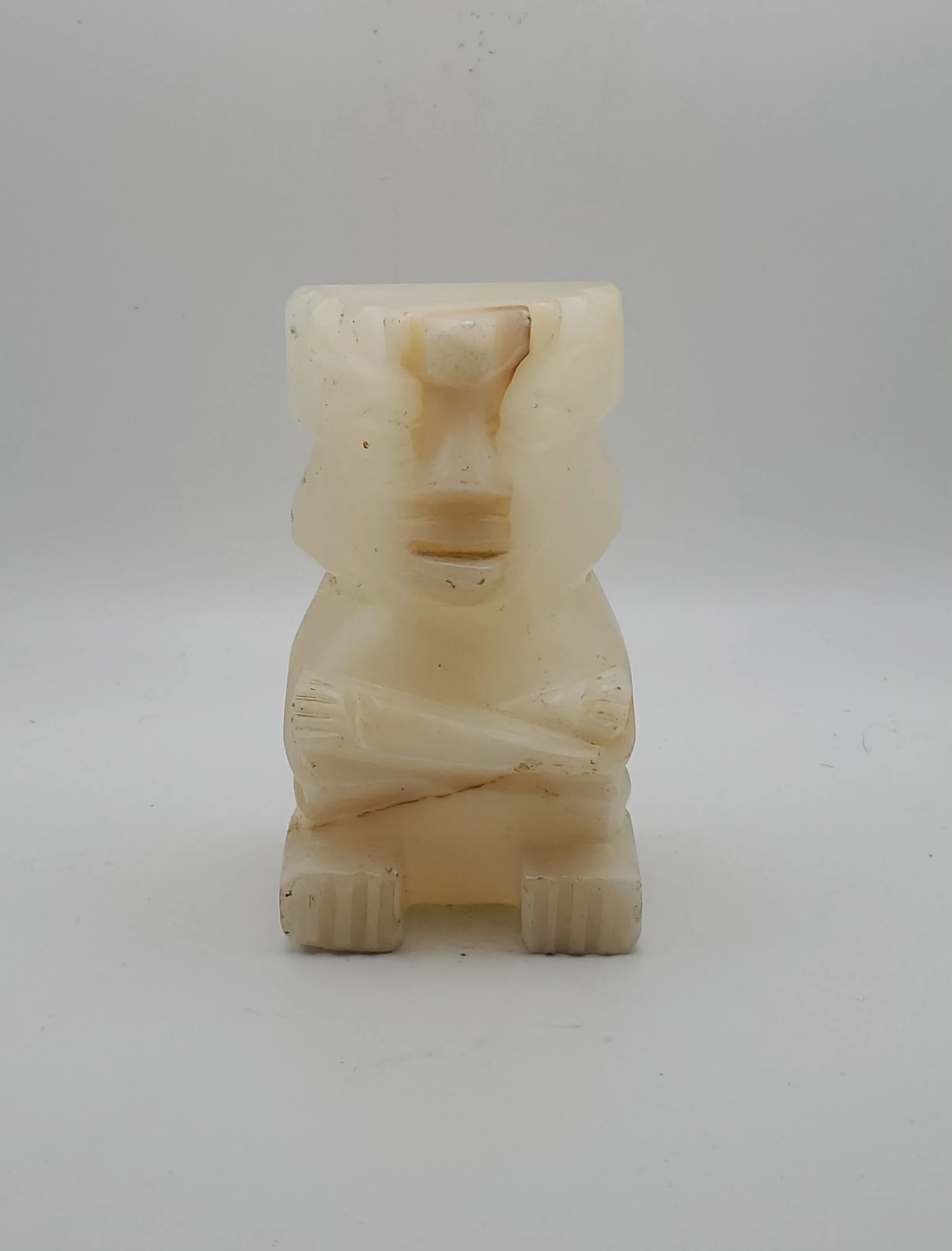 Vintage White Onyx Carved Tiki