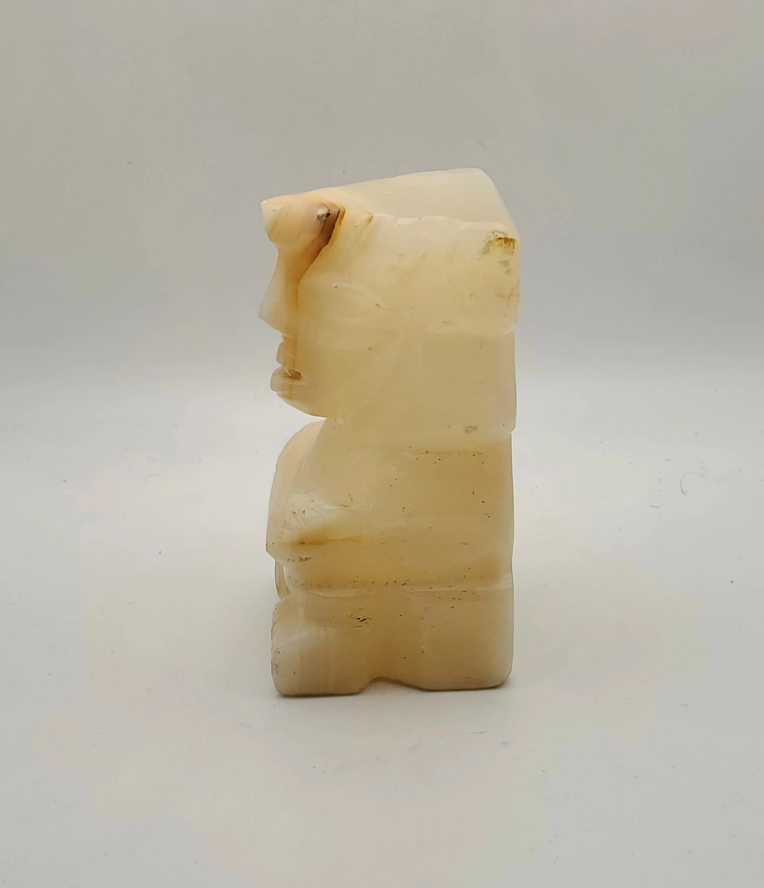 Vintage White Onyx Carved Tiki
