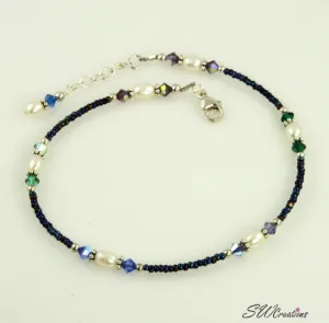 Winter Tanzanite Sapphire Beaded Anklet